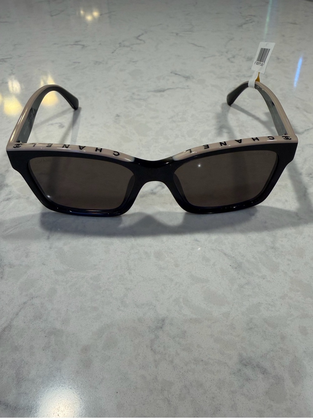 Chanel Square Sunglasses - Black with Beige trim - New with tags - Picture 4 of 11